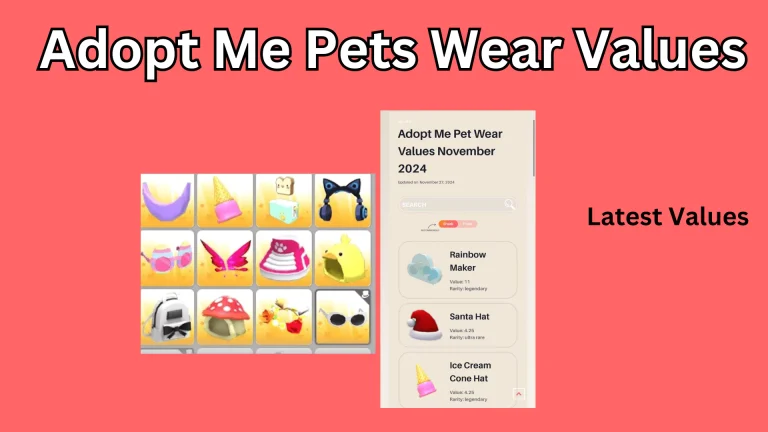 adopt me pet wear values